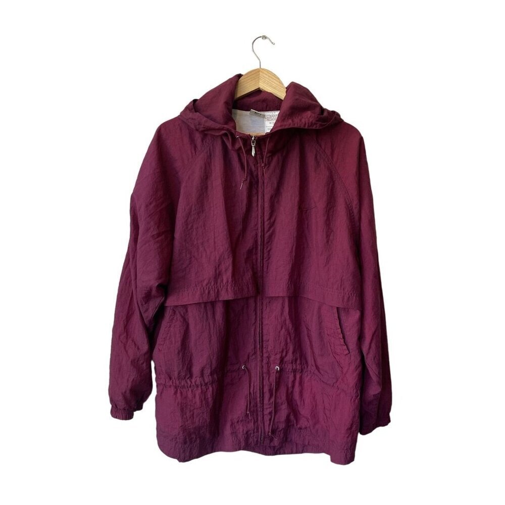 Nike Jacket Large Windbreaker Vintage Nylon Storm Flap Zip Hooded Swoosh Track